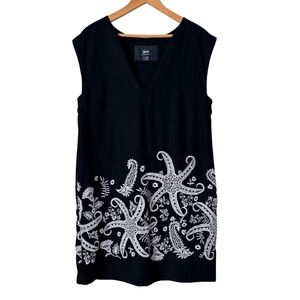 Anthropologie Maeve Embroidered Black and White Sea Shell Tunic Dress, 14